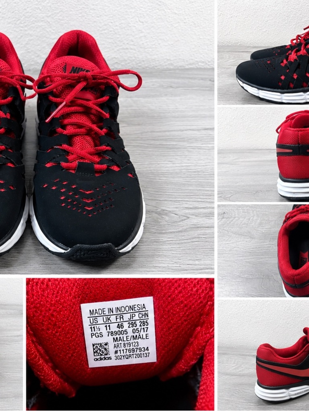 Nike Lunarlon Black Red Running Shoes Men’s Size 7.5 Athletic Sneakers - Picture 2 of 10